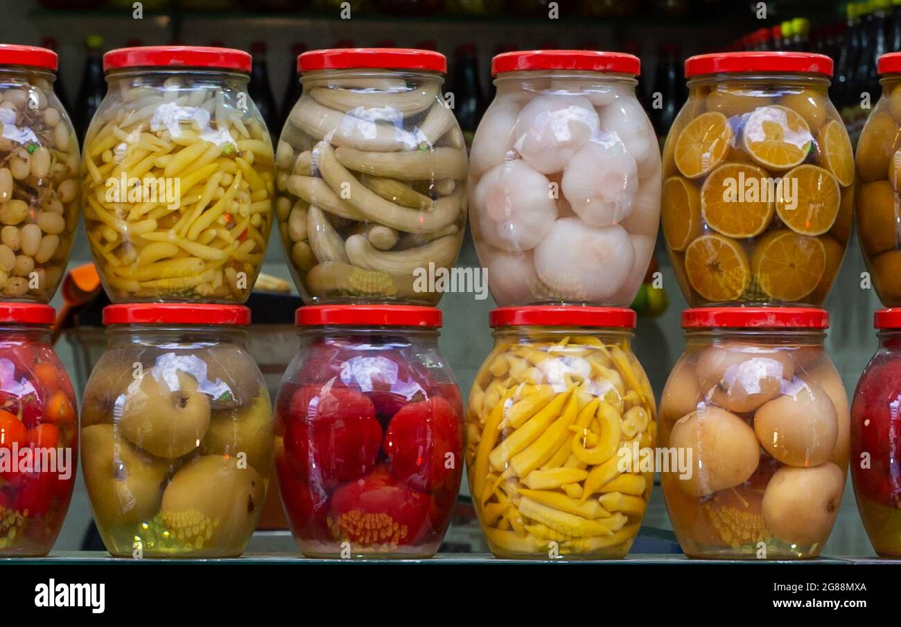 Homemade Pickled Vegetables in Jars Ready to Eat Stock Photo Alamy