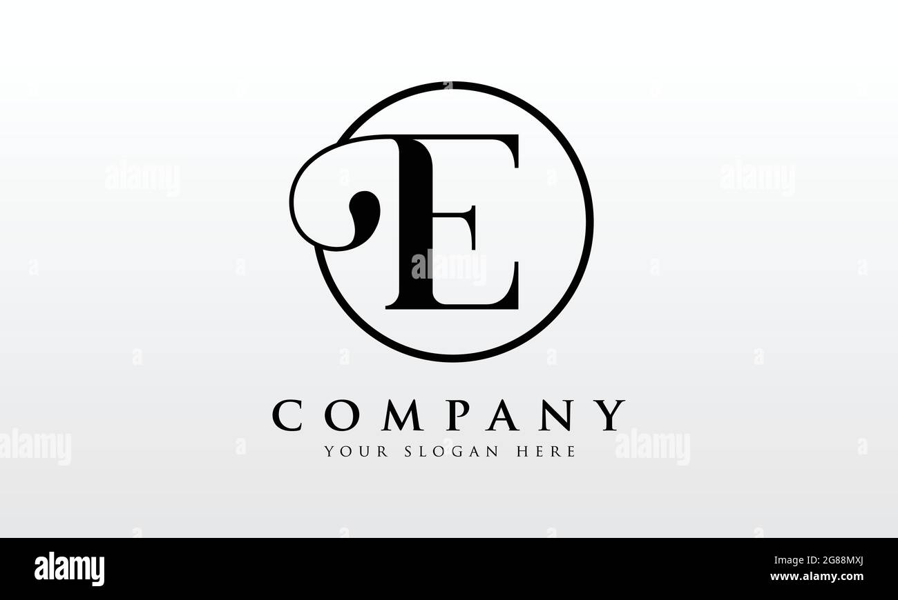 Initial E letter Black Color with White Background Logo Design vector ...