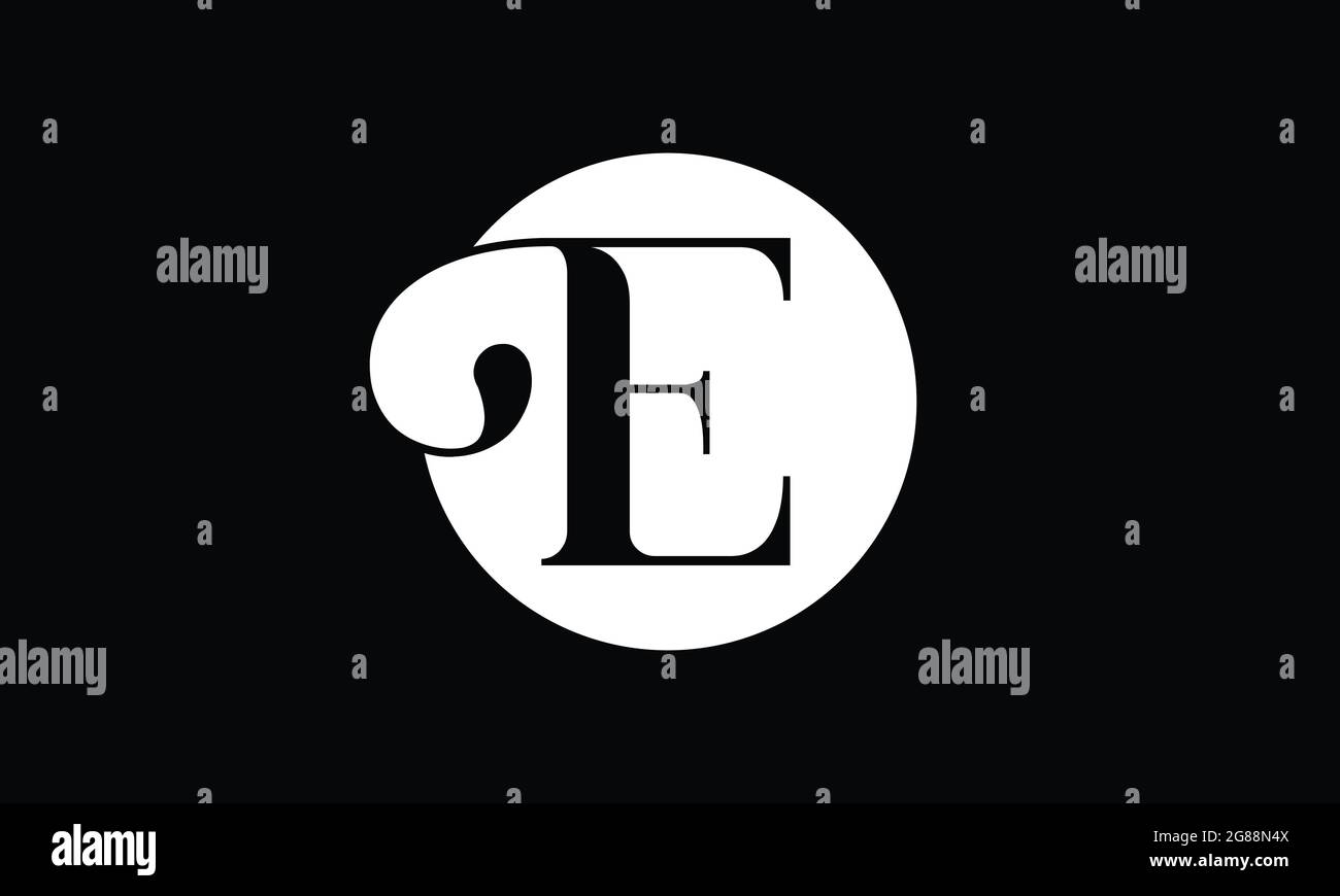 Initial E letter Black Color with White Background Logo Design vector ...
