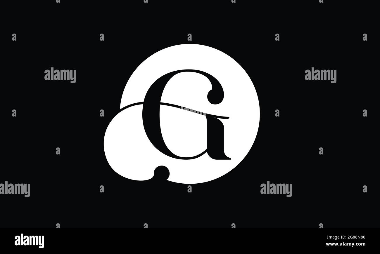 Initial G letter Black Color with White Background Logo Design vector ...