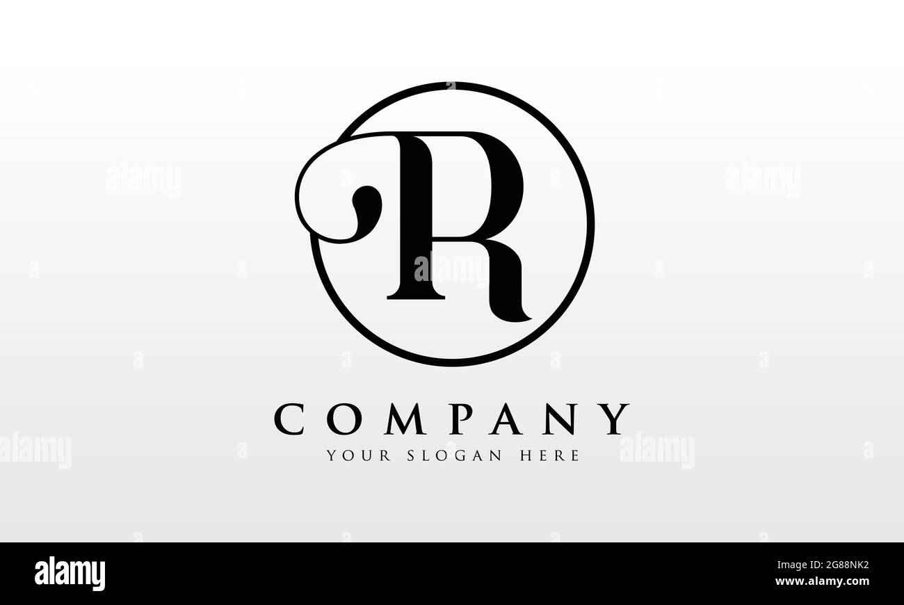Initial R letter Black Color with White Background Logo Design vector