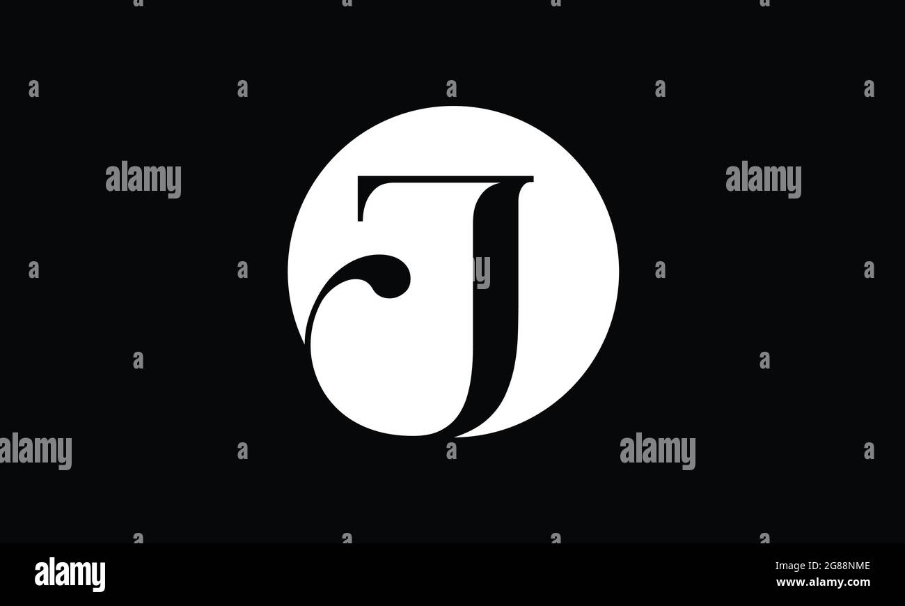 Initial J letter Black Color with White Background Logo Design vector