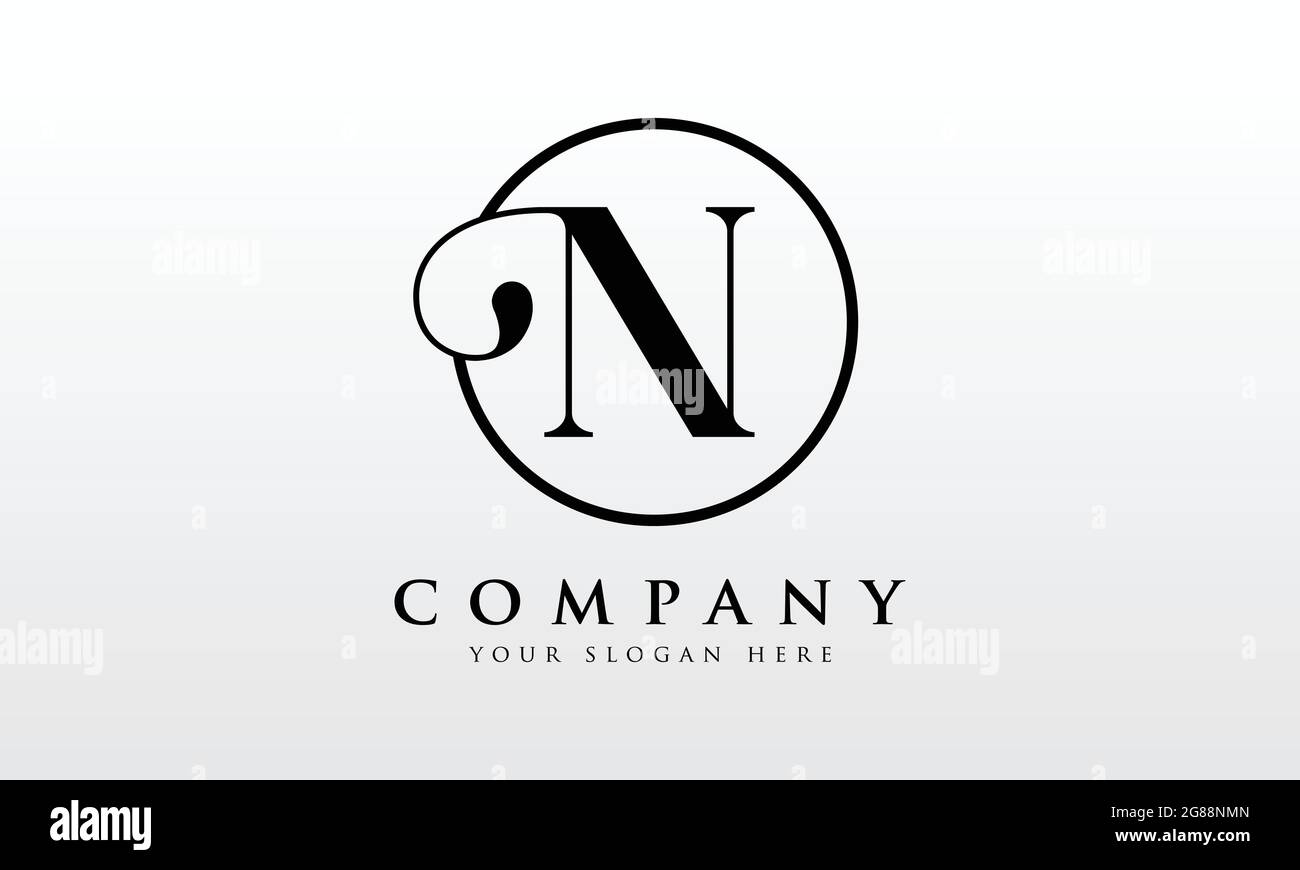 Initial N letter Black Color with White Background Logo Design vector ...