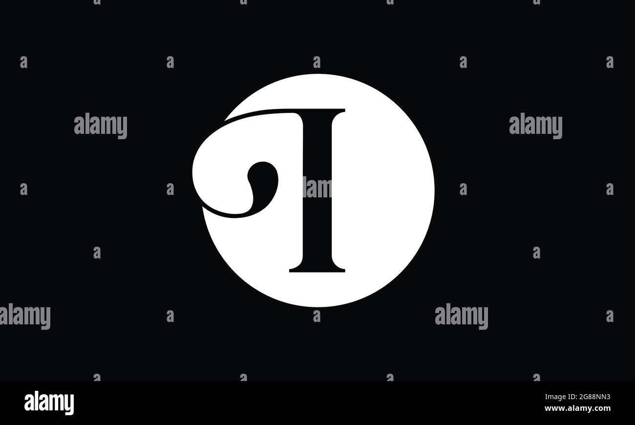 Initial I letter Black Color with White Background Logo Design vector ...