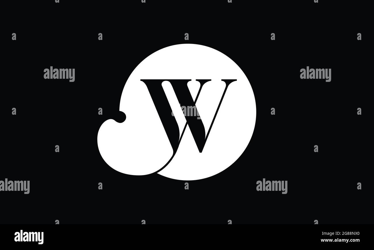 Initial W letter Black Color with White Background Logo Design vector
