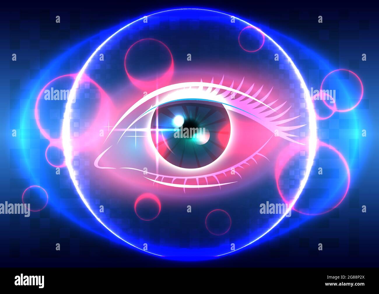 Science fiction interface. Futuristic technology of glowing eye cyber