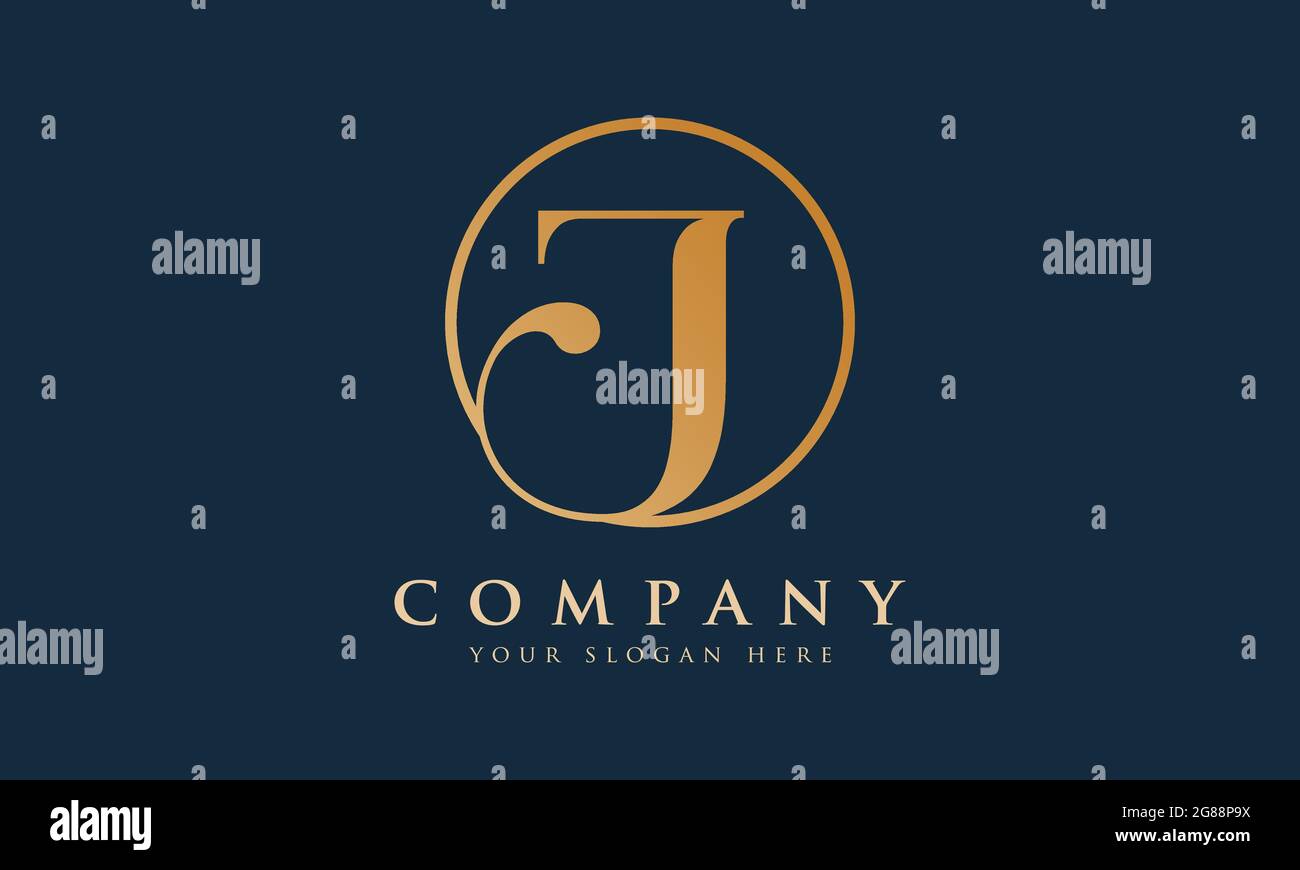 Initial J letter Gold Color With Black Background Logo Design vector ...