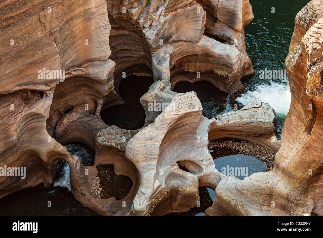 Bourke's Luck Potholes, eroded sandstone formations at Blyde River Canyon, Mpumalanga, South Africa Stock Photo