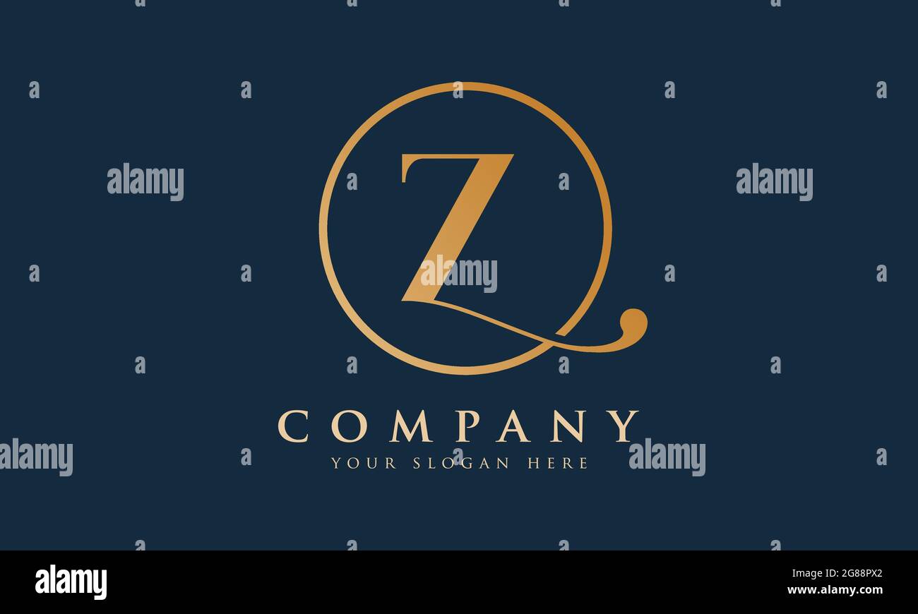 Initial Z letter Gold Color With Black Background Logo Design vector ...