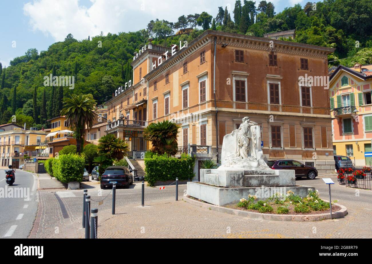 Golfo Hotel in the city of Toscolano Maderno at Garda Lake in Italy Stock Photo