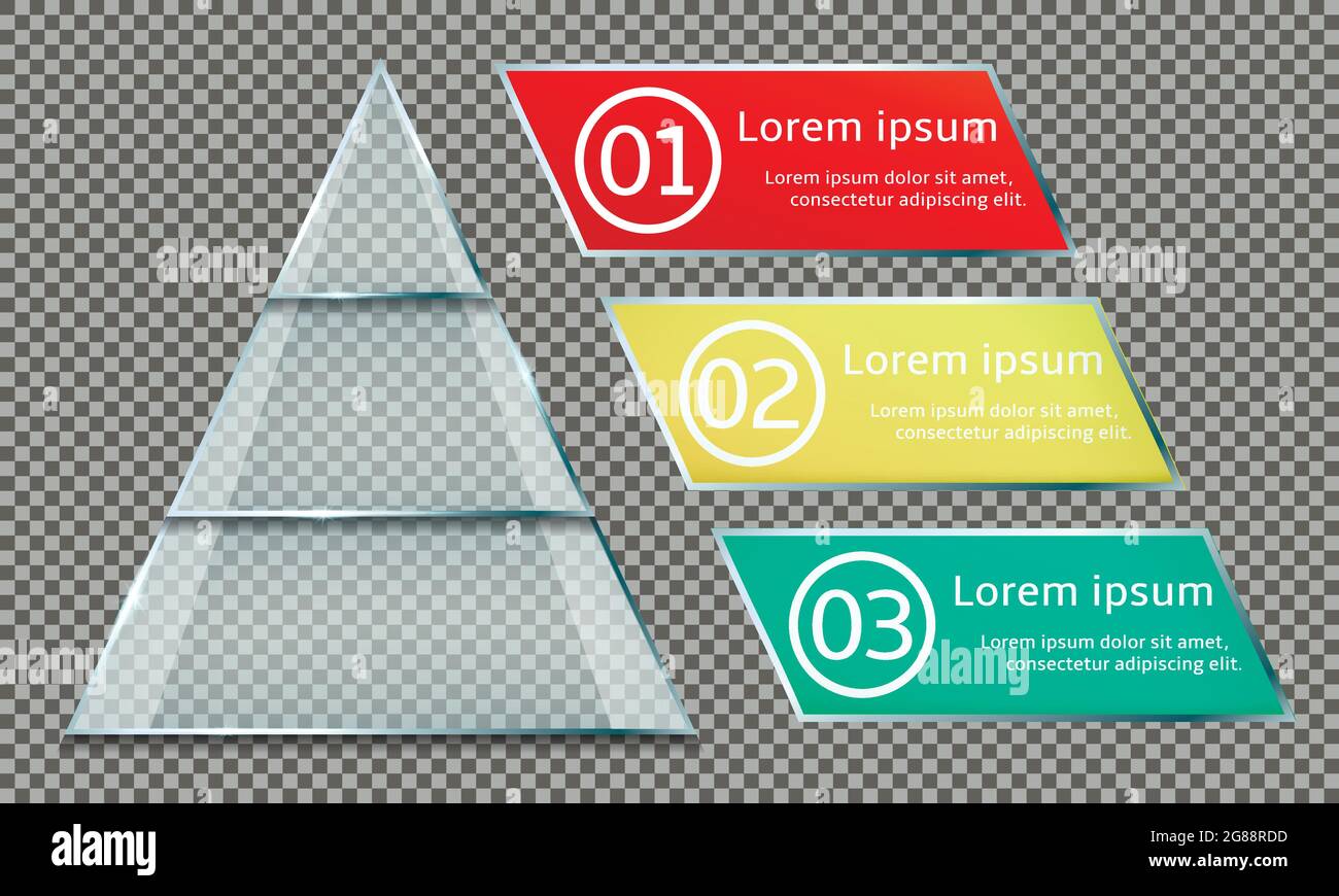 Vector infographic design template transparent glass pyramid Stock Vector