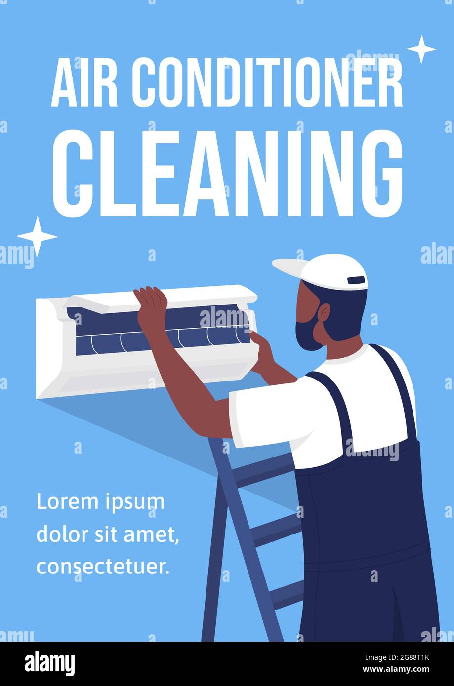 Air conditioner cleaning poster flat vector template Stock Vector Image &  Art - Alamy