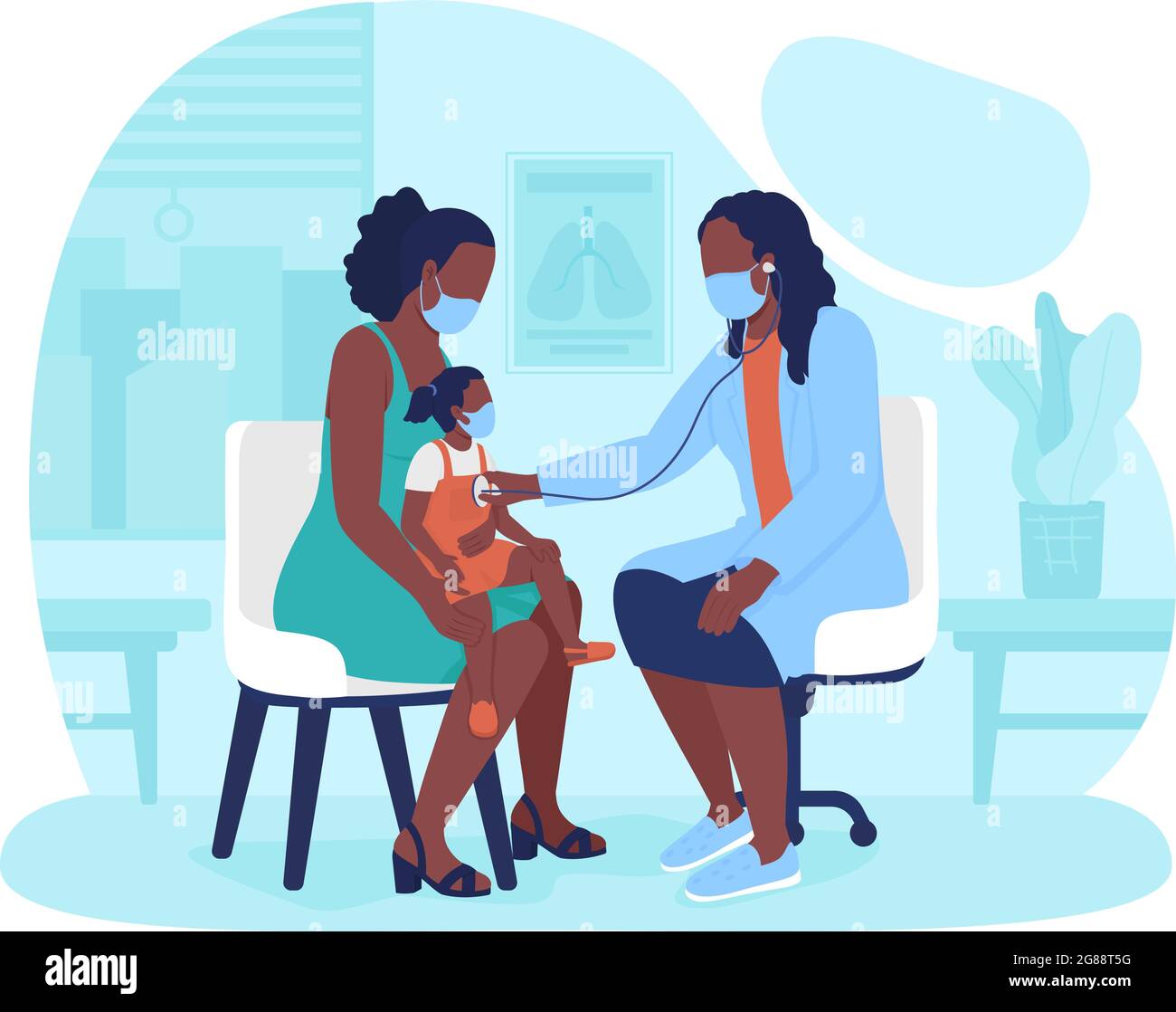 Little kid appointment at children hospital 2D vector isolated illustration Stock Vector Image