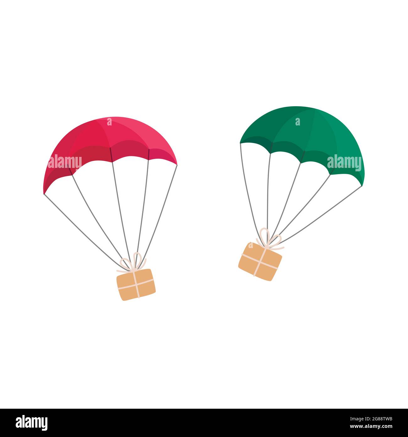 Gift boxes flying with parachutes. Vector illustration Stock Vector