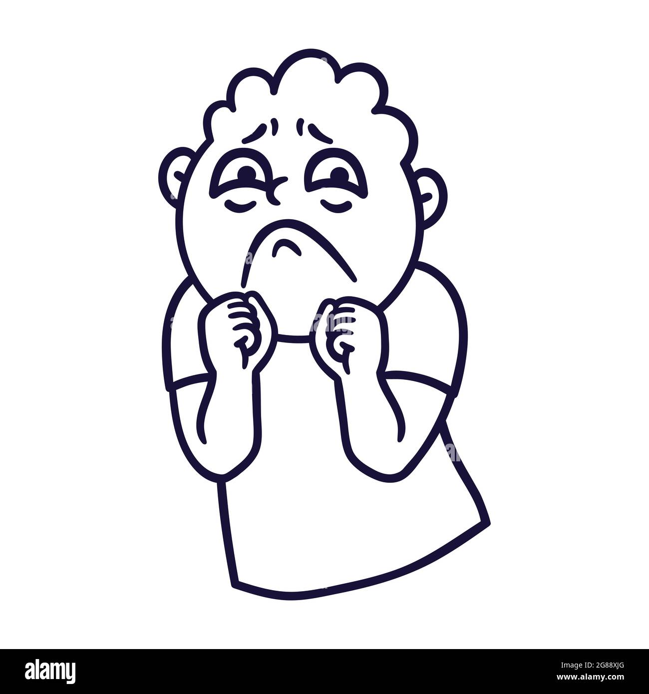 Man with sad emotions. Sorrow emoji avatar. Portrait of an upset person. Cartoon style. Flat design vector illustration. Stock Vector