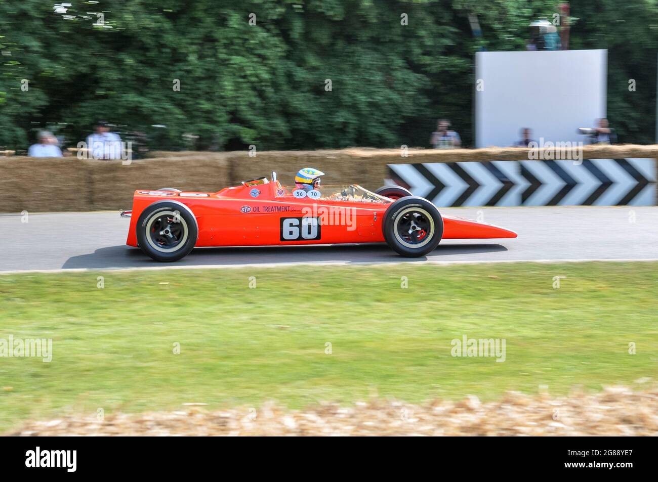 Lotus 56 gas turbine-powered four-wheel-driven racing car at the Goodwood Festival of Speed 2013. STP-backed entry in the Indianapolis 500. 4WD car Stock Photo