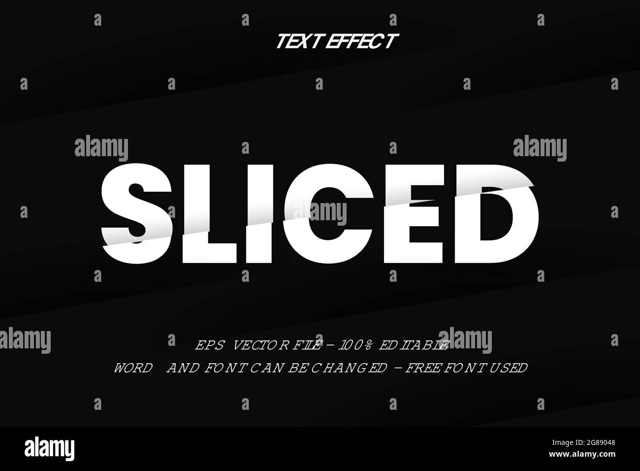 Sliced editable text effect paper cut style. Stock Vector