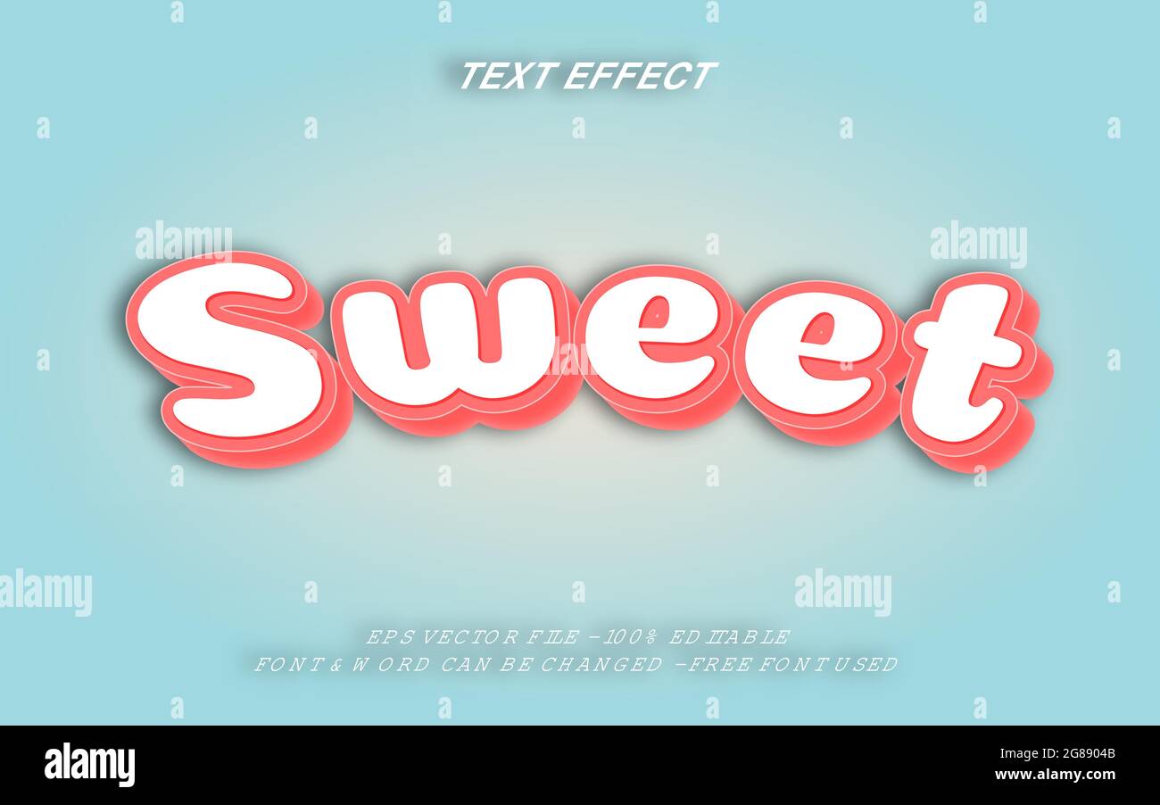 Sweet cartoon text effect style - Editable text font effect. Stock Vector