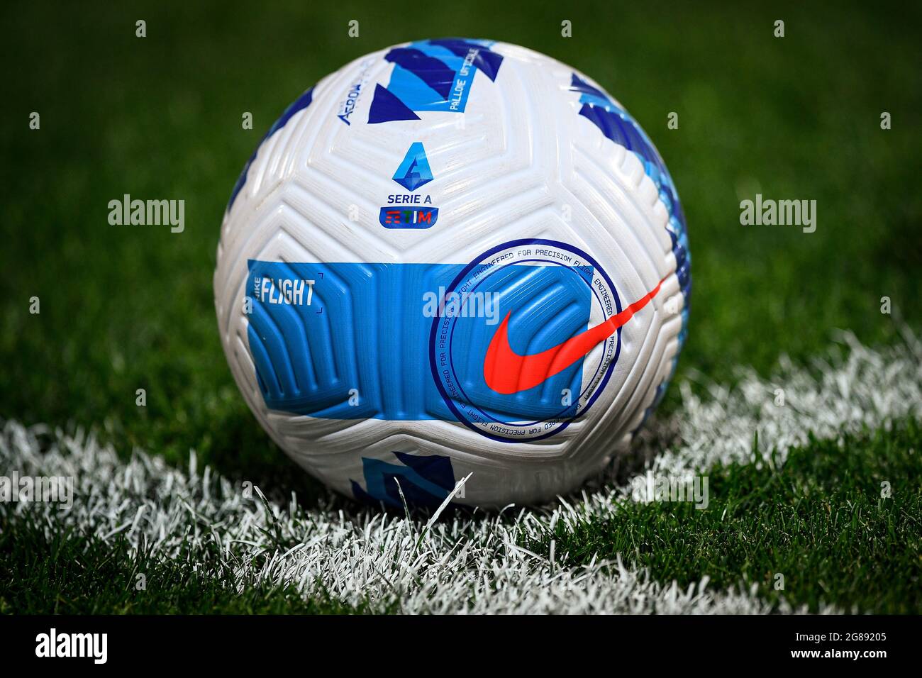 Lugano, Switzerland. 17 July 2021. Official Serie A match ball 'Nike  Flight' is seen during the pre-season friendly football match between FC  Lugano and FC Internazionale. Regular time ended 2-2, FC Internazionale