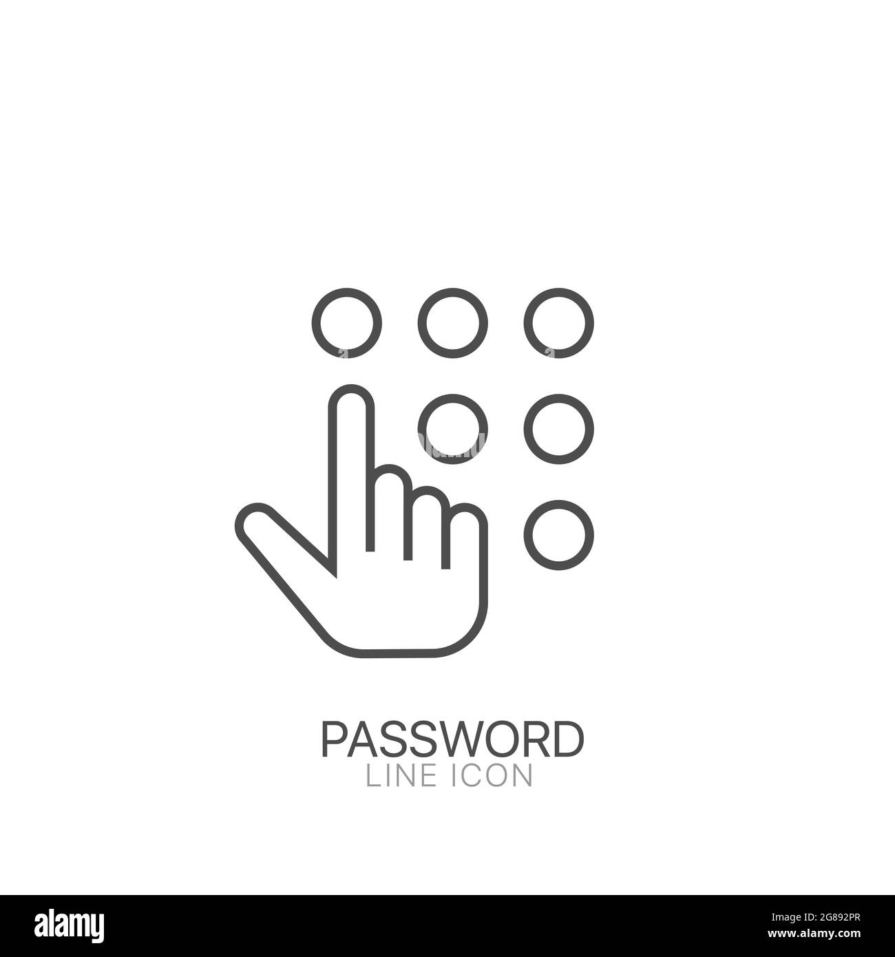 Code lock line icon. Hand touching keypad . Security concept. Vector