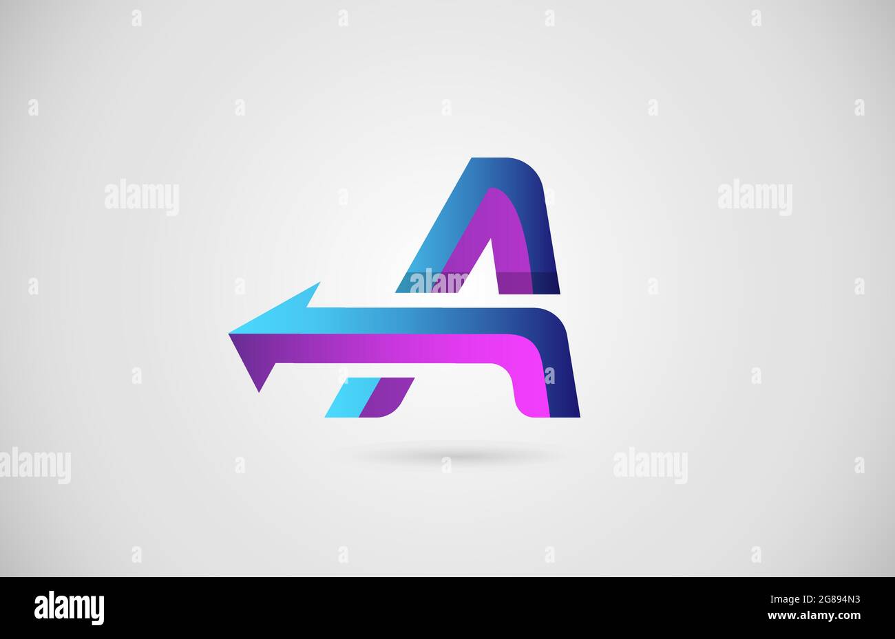 A arrow alphabet letter logo for business and company in blue and pink ...