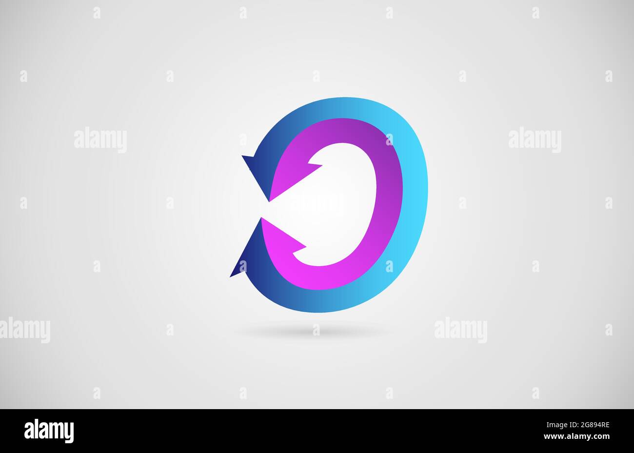 O arrow alphabet letter logo for business and company in blue and pink ...