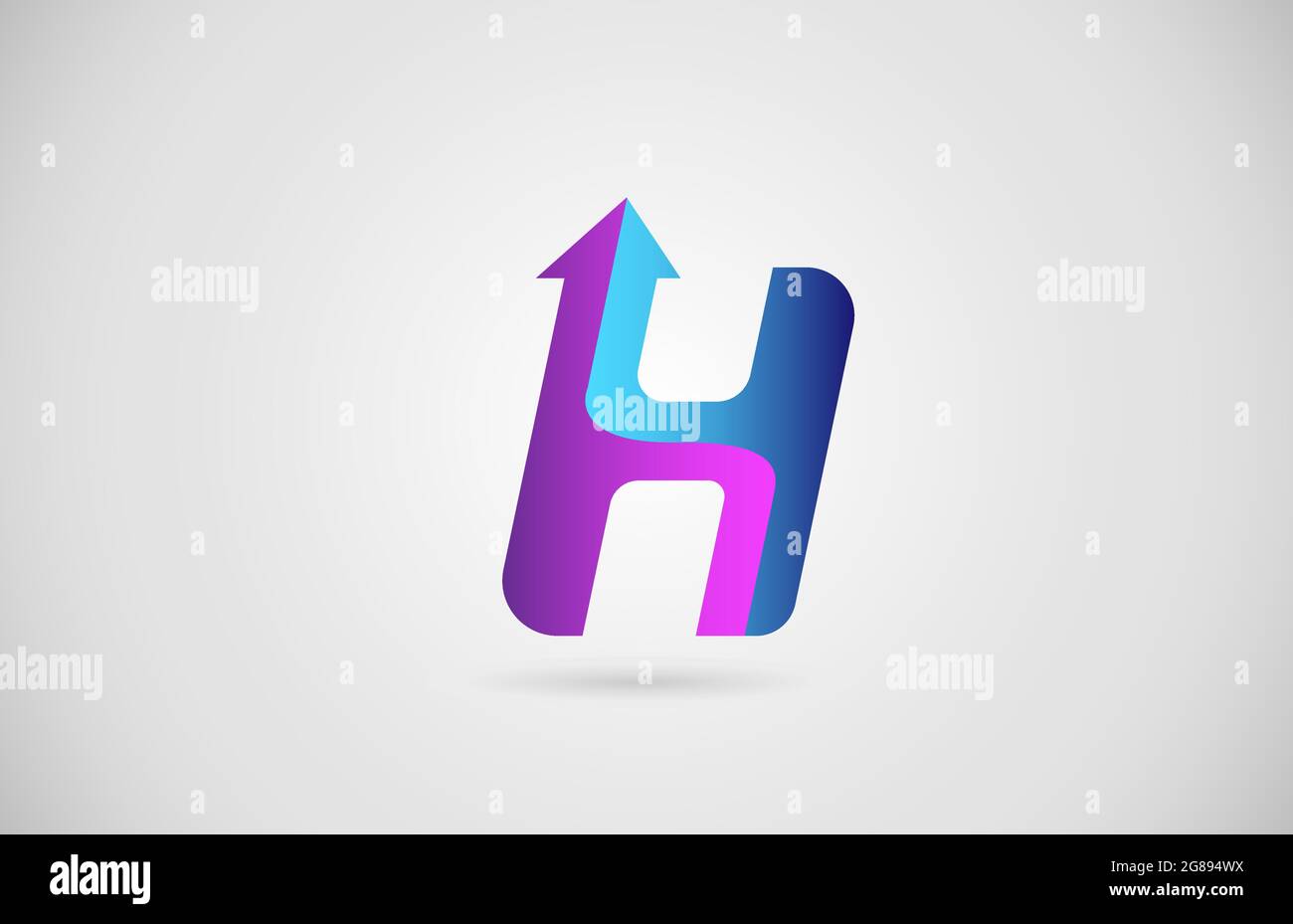 H arrow alphabet letter logo for business and company in blue and pink ...