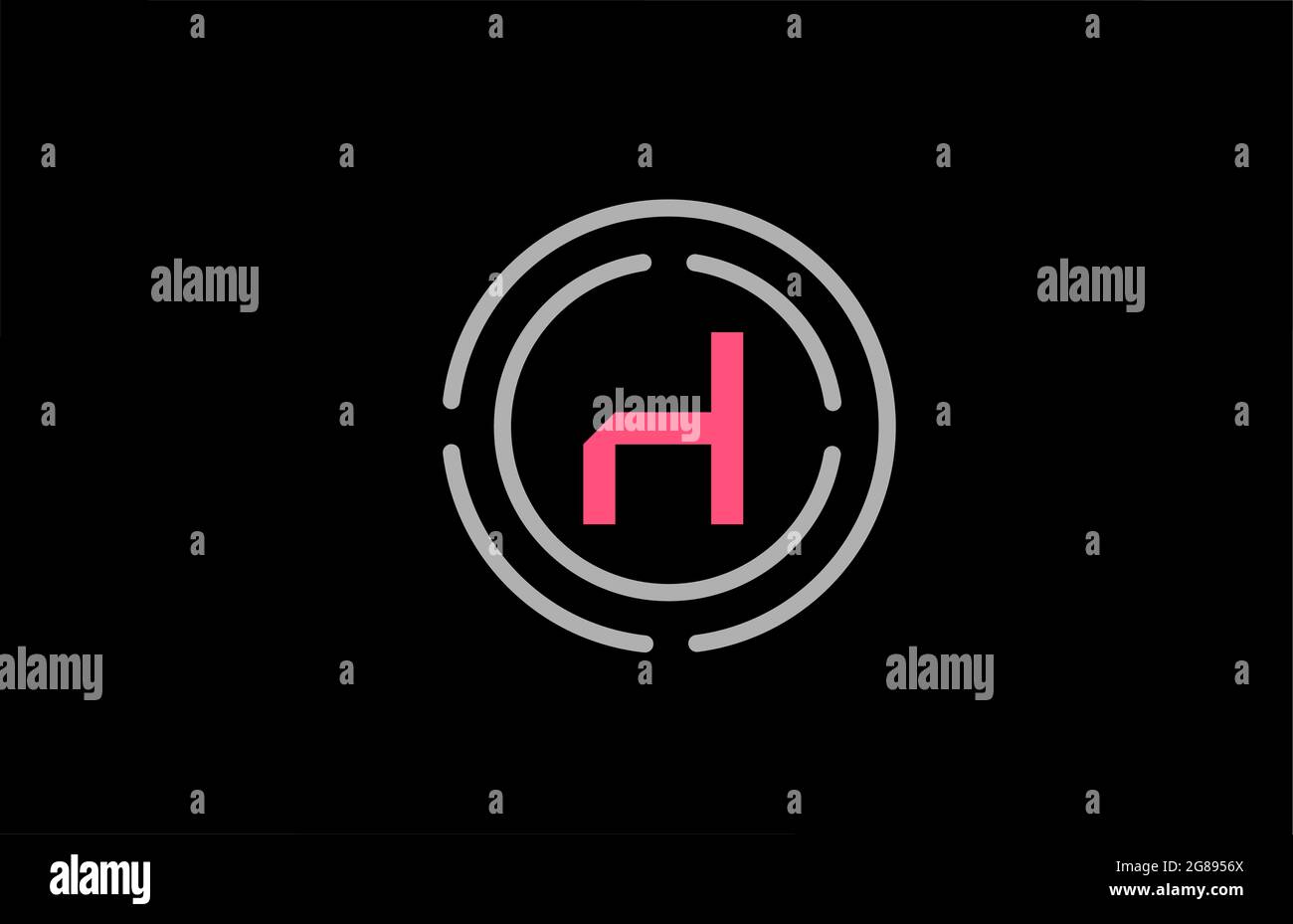 H letter design with pink colour and circles. Alphabet logo design ...