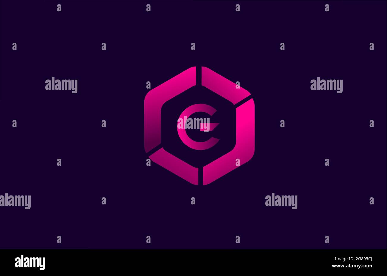 G polygon blue pink alphabet letter logo icon design for business and ...