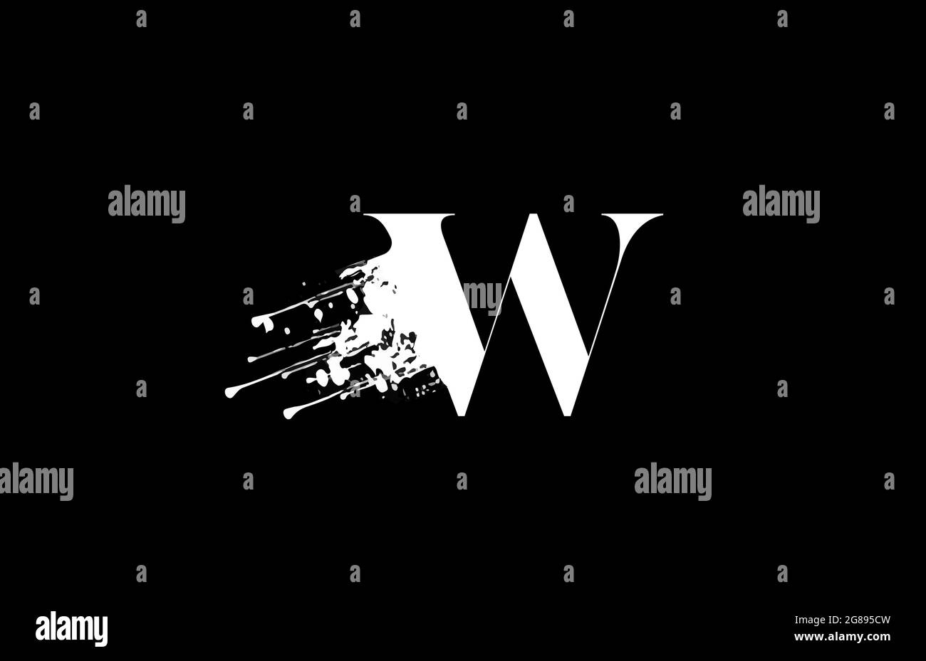 W alphabet letter logo for business and company with white color ink ...