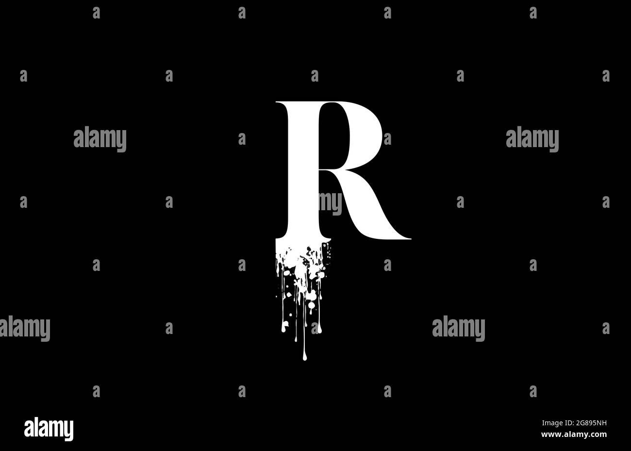 R alphabet letter logo for business and company with white color ink ...
