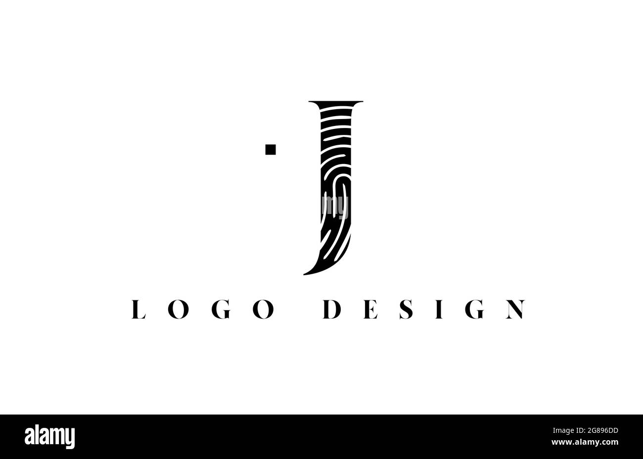 black and white J alphabet letter logo icon. Pattern design for company ...