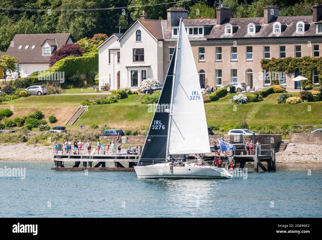 Crosshaven, Cork, Ireland. 18th July, 2021. Yachts out sailing around the harbour on a hot summers day where temperatures reached twenty six degrees in Crosshaven, Co. Cork, Ireland.  - Picture; David Creedon / Alamy Live News Stock Photo