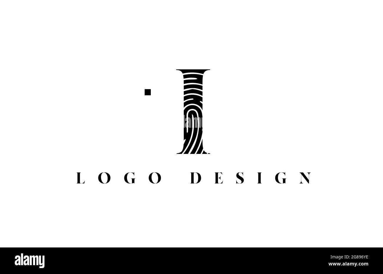 black and white I alphabet letter logo icon. Pattern design for company ...
