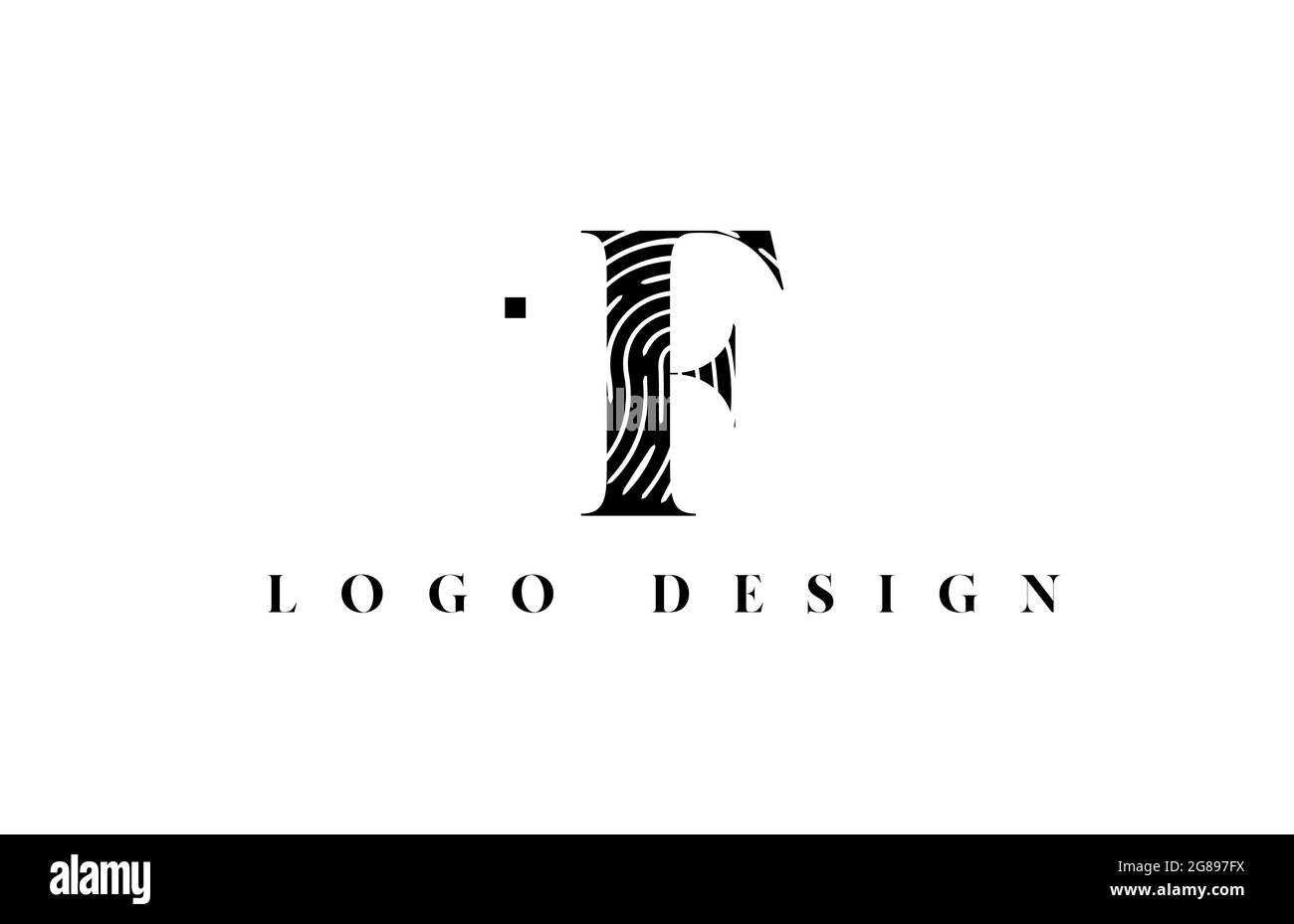 black and white F alphabet letter logo icon. Pattern design for company ...