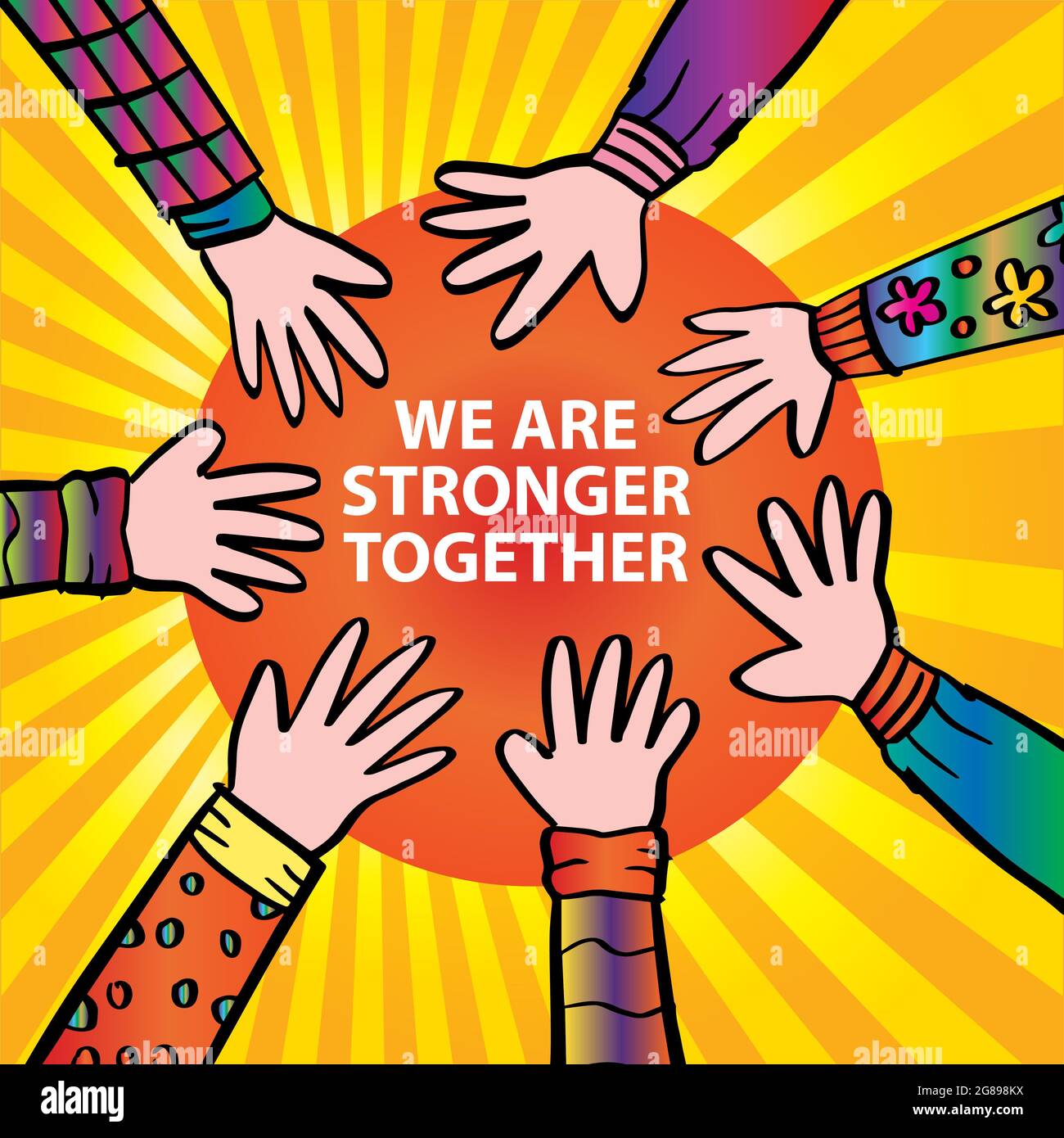 We are stronger together. Hand lettering. Motivational quote Stock