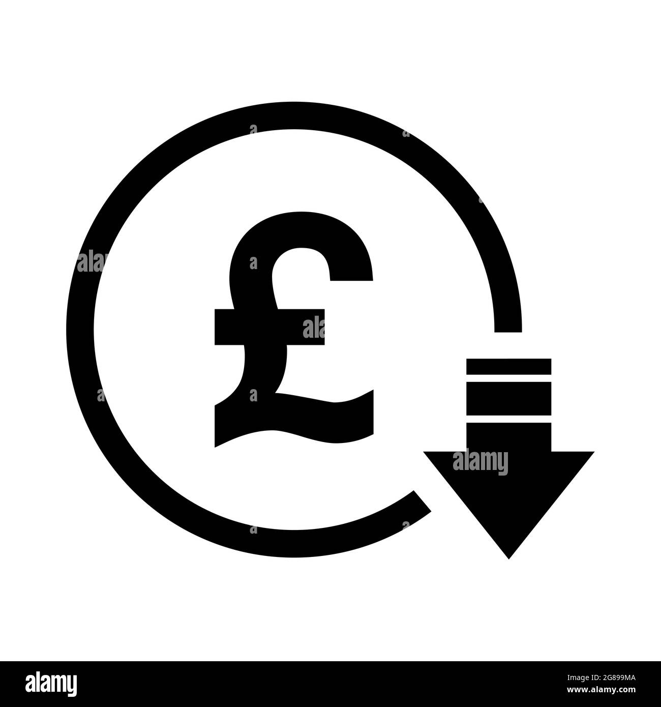 Pound reduction symbol, cost decrease icon. Reduce debt bussiness sign vector illustration . Stock Vector