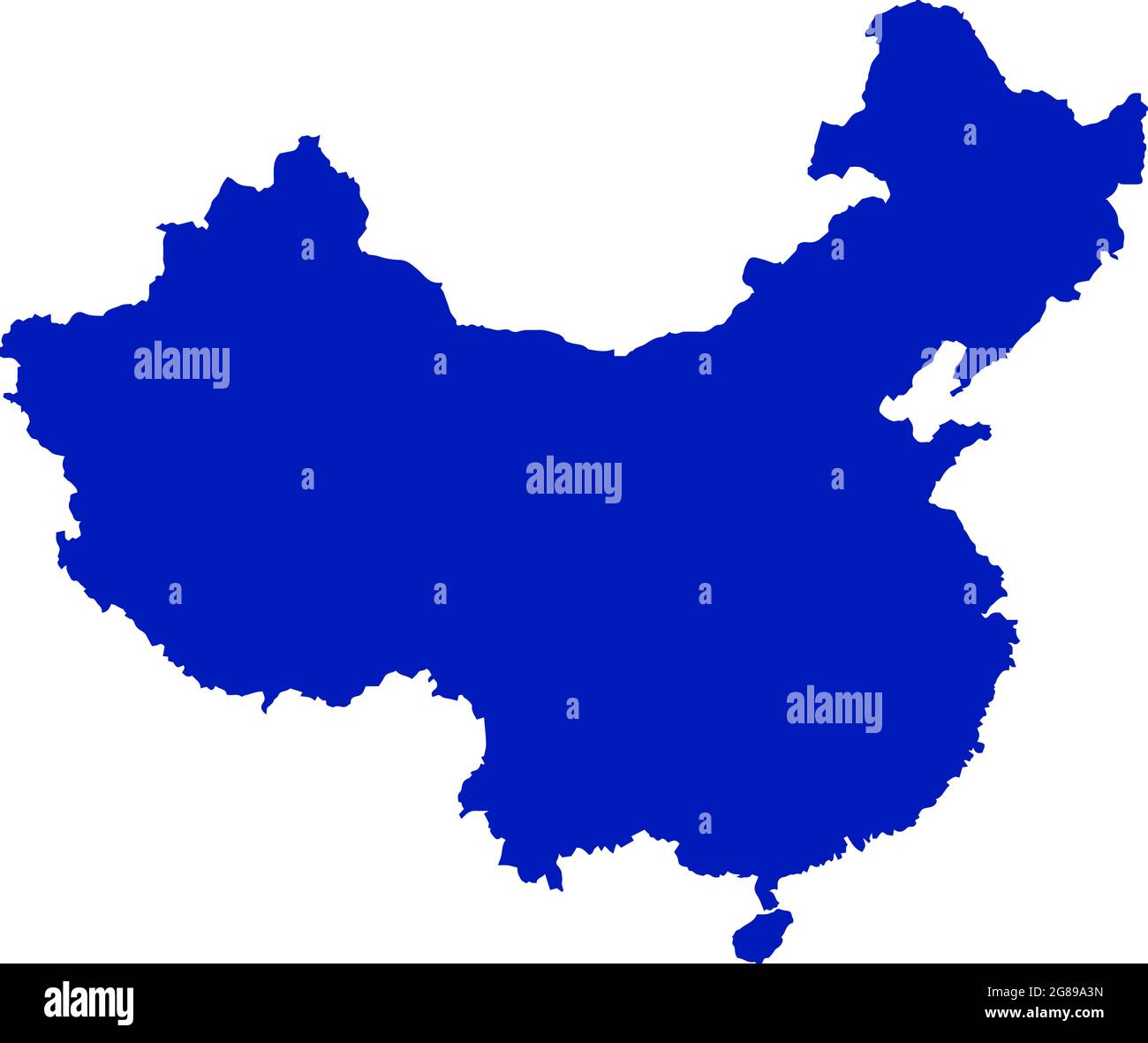Blue colored People's Republic of China outline map. Political chinese map. Vector illustration map. Stock Vector