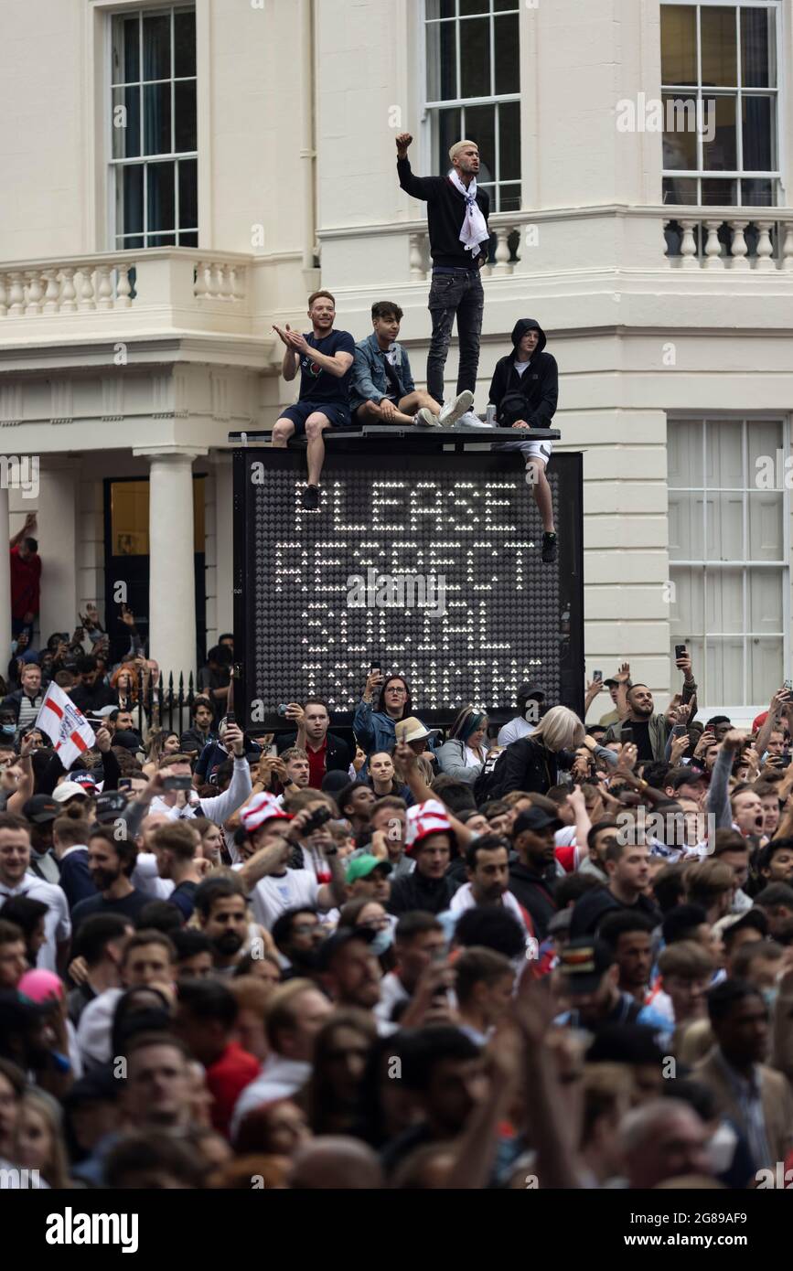 Crowd of English fans outside fan zone during the England vs Italy Euro