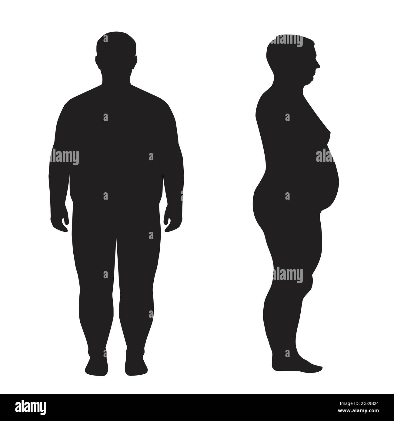 vector fat body, weight loss, man overweight silhouette illustration Stock Vector