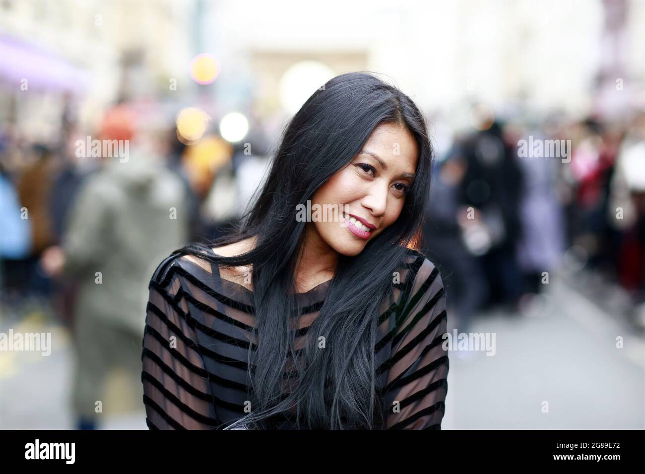 Anggun at Paris Fashion Week - Streetstyle - France Stock Photo