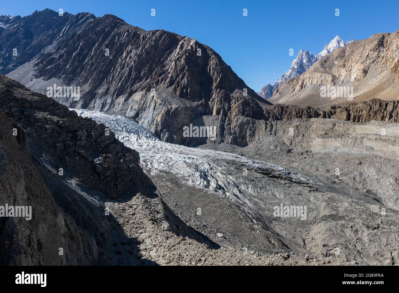 Glacier in Karakorum mountains Hunza valley Northern Pakistan  Stock Photo