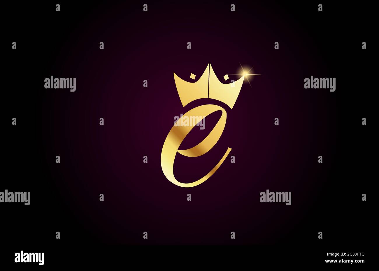gold king crown E creative handwritten alphabet letter logo for ...