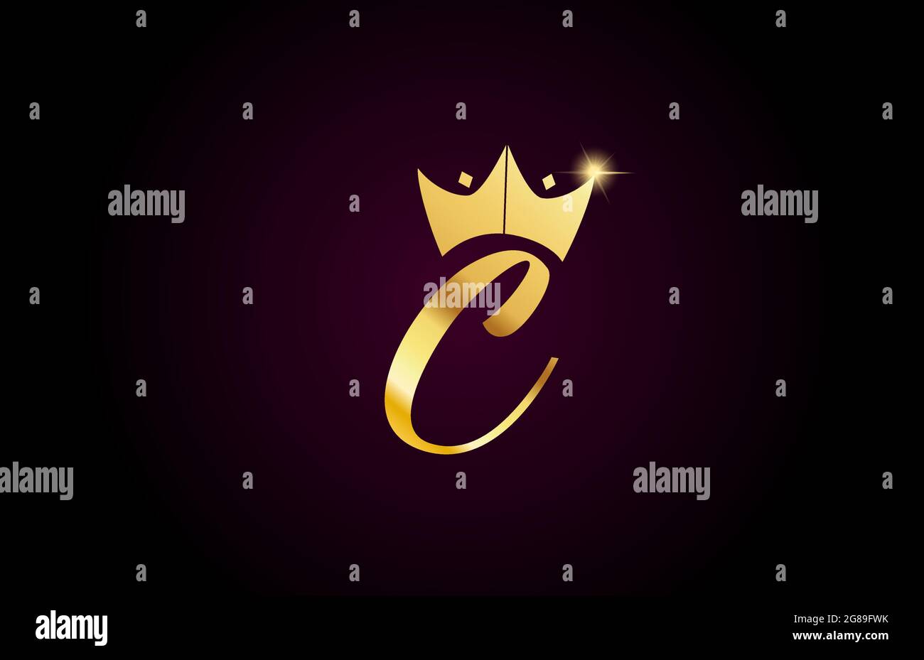 gold king crown C creative handwritten alphabet letter logo for ...
