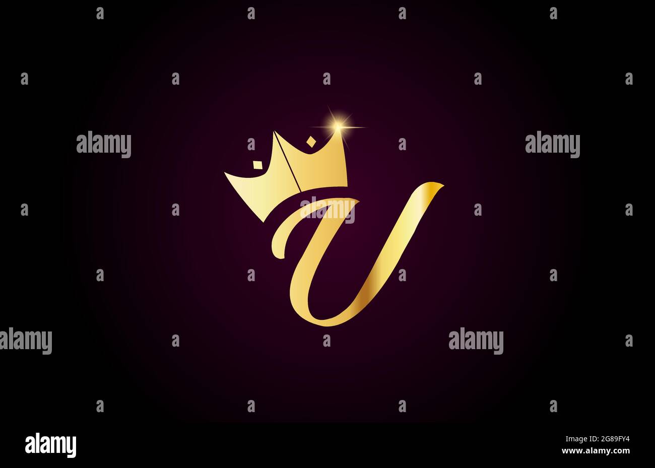 gold king crown U creative handwritten alphabet letter logo for ...