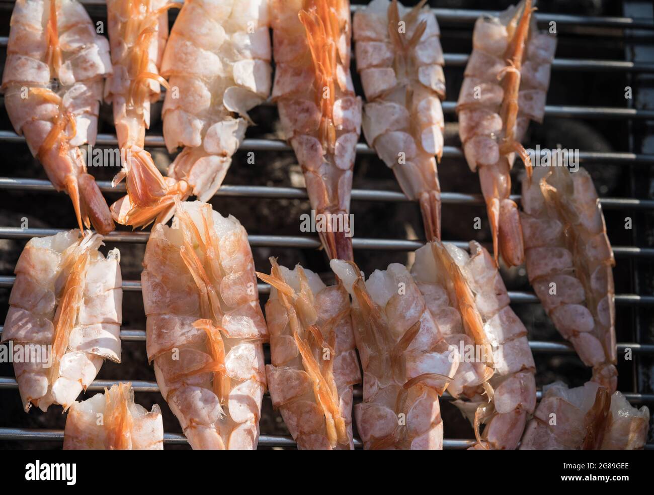 grilled argentina red King Prawns Stock Photo