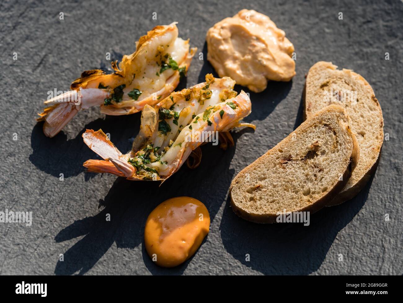 grilled argentina red King Prawns Stock Photo