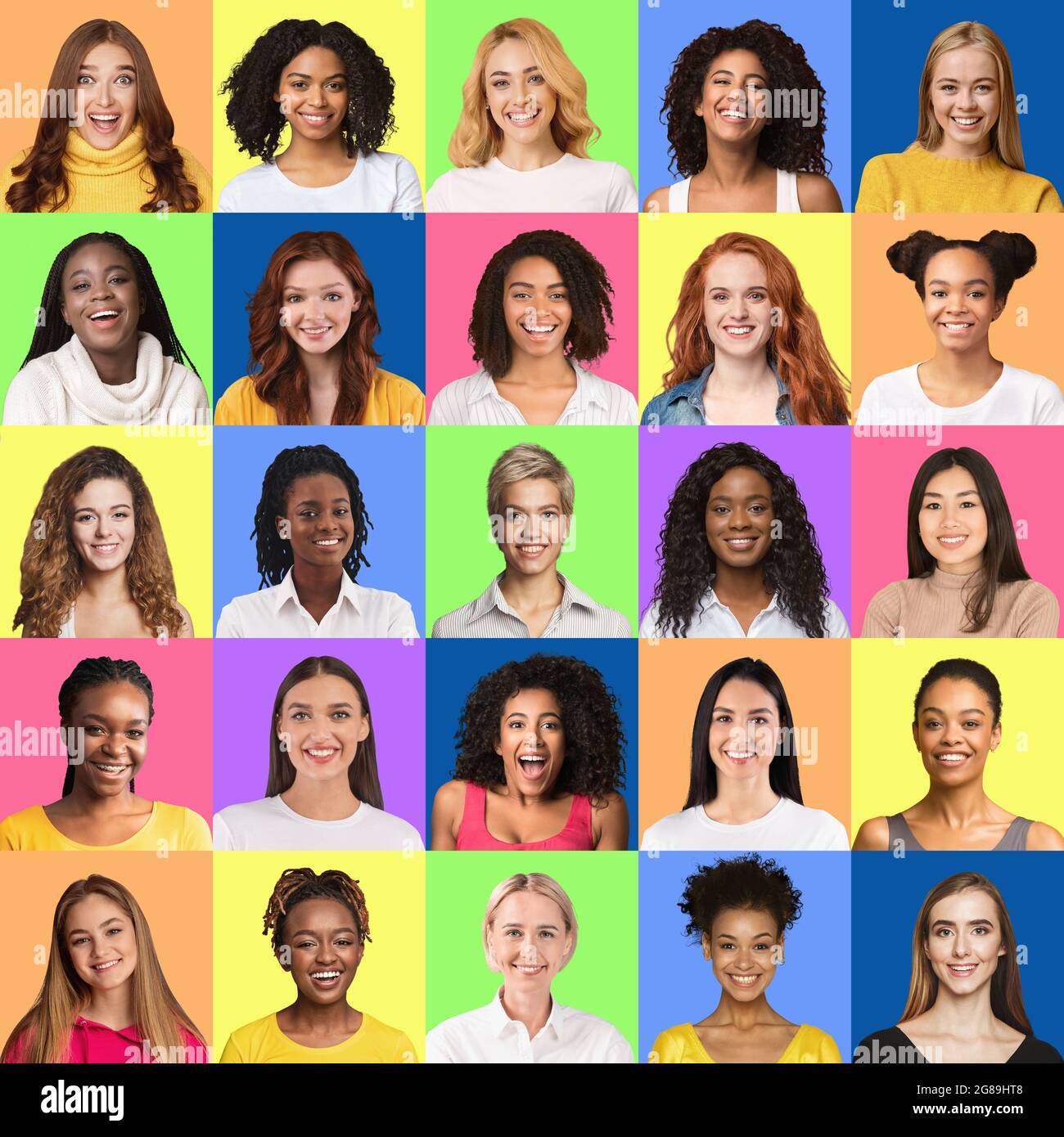 Group of portraits of diverse beautiful women Stock Photo - Alamy