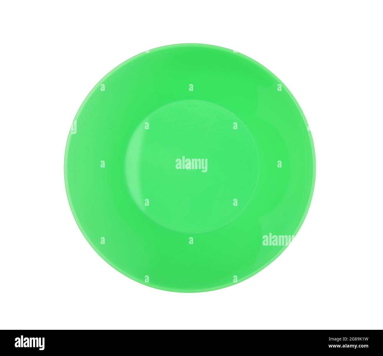 Empty green plastic plate isolated on white. Top view Stock Photo Alamy