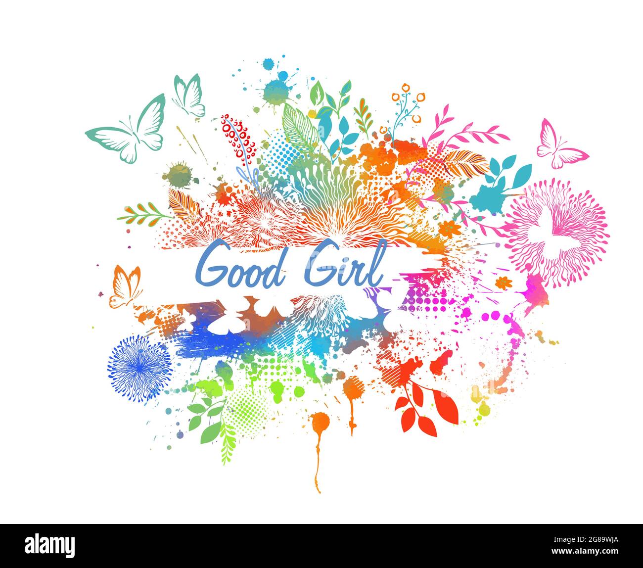 Multicolored floral abstraction background with blots. Vector illustration Stock Vector